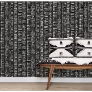 Bazaar Collection Black/Grey/Silver Aztec Stripe Motif Design Non-Woven Non-Pasted Wallpaper Roll (Covers 57 sq.ft.)