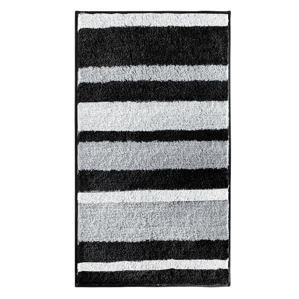 interDesign Stripz 34 in. x 21 in. Bath Rug in Black/Gray