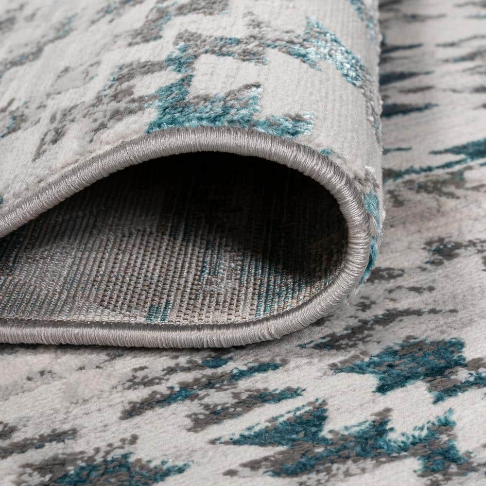 Gray and Turquoise Trellis 8' x 10' Synthetic Area Rug