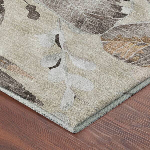 Mayfield Premium Machine Washable Abstract AMF2260 Beige 5 ft. x 7 ft. 6 in. Area Rug