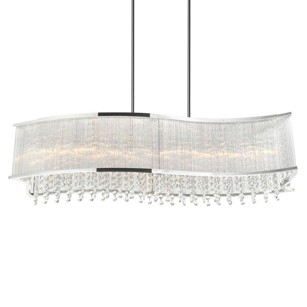 Elsa 6-Light Chrome Drum Shade Crystal Beaded Chandelier