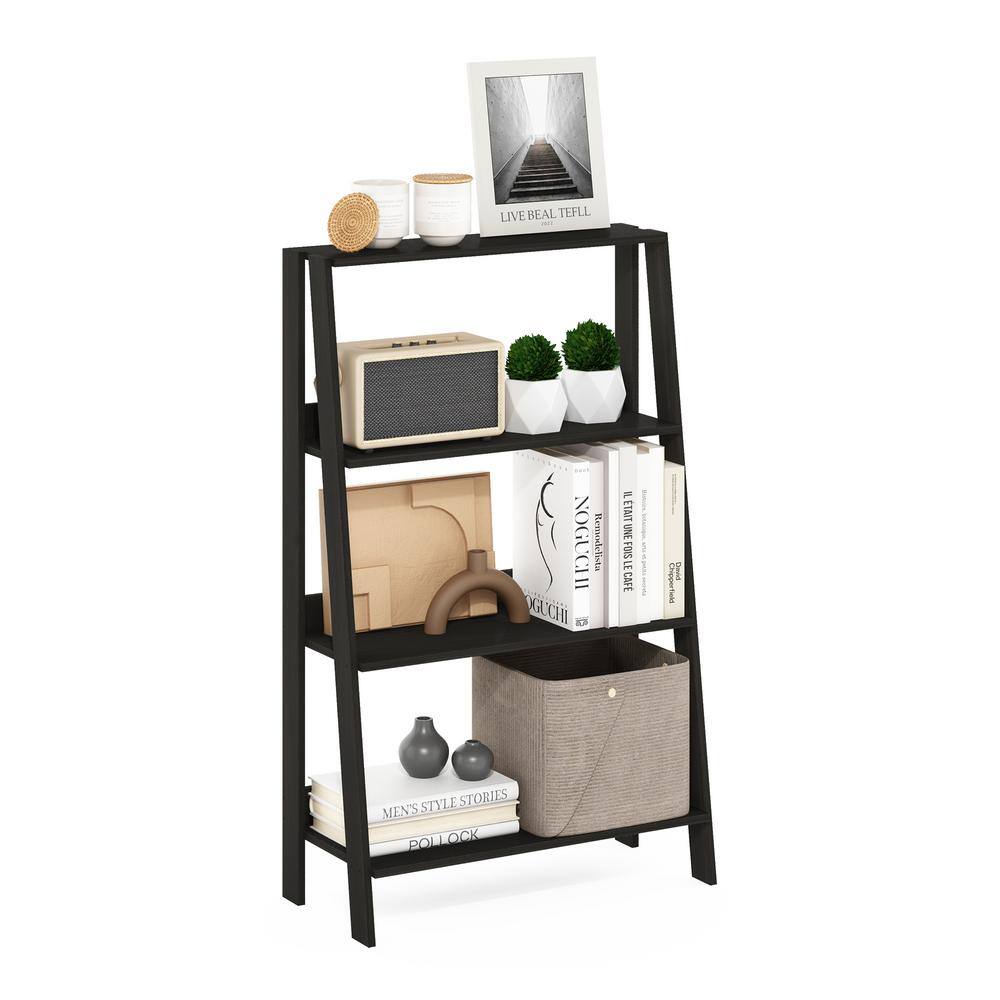 Espresso Wood 4-Tier Ladder Bookcase Display Shelf