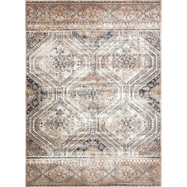 Chateau Collection Area Rug - Jackson (9 ft.  x 12 ft. Rectangle Blue Beige/Brown)