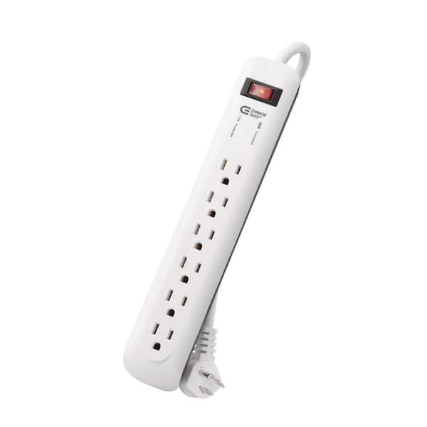 8 ft. 6-Outlet Surge Protector with 45° Flat Angle Plug, White