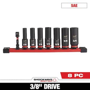 SHOCKWAVE Impact Duty 3/8 in. SAE Deep Impact Rated Socket Set (8-Piece)