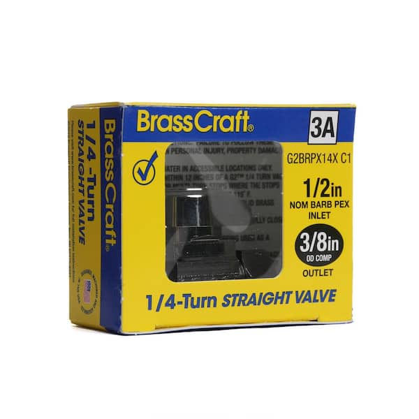 1/2 in. Crimp PEX Barb Inlet x 3/8 in. Compression Outlet Straight Valve