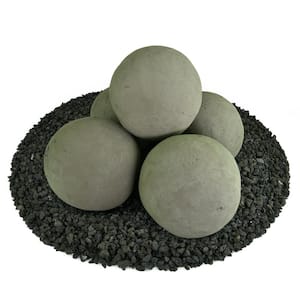 6 in. Set of 5 Ceramic Fire Balls in Charcoal Gray