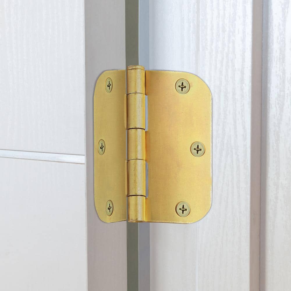 Satin Brass 3.5'' x 3.5'' Steel Door Hinge 10-Pack