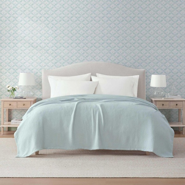 Martha Stewart フル/クイーン掛け布団カバー MARTHA STEWART Bedford Tile 1-Piece Blue Quartz Cotton Full/Queen