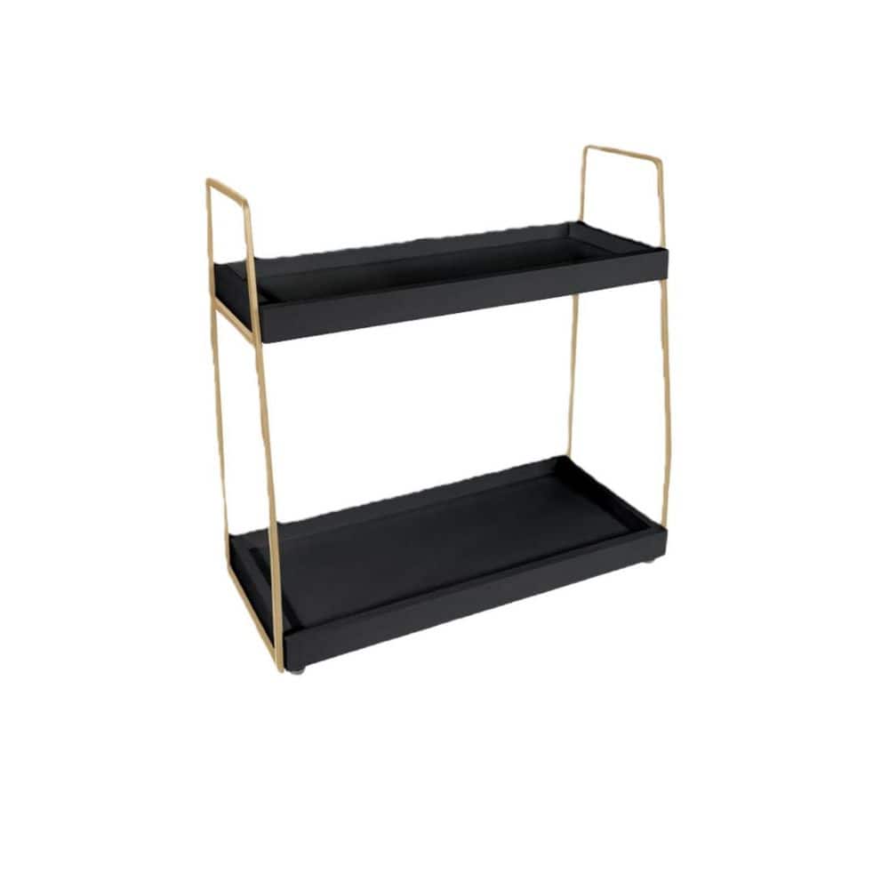 2-Tier Countertop Bathroom and Bedroom Vanity Organizer in Black and Gold for Sink Storage, Perfume and Skincare Display price history on PriceWatchPro