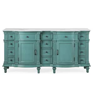 72 in. W x 22 in. D x 36 in. H Freestanding Bath Vanity in Retro Green with Carrara White Marble Top