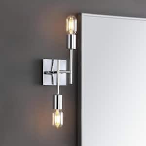 Turing 18.7 in. 2-Light Chrome Metal LED Wall Sconce