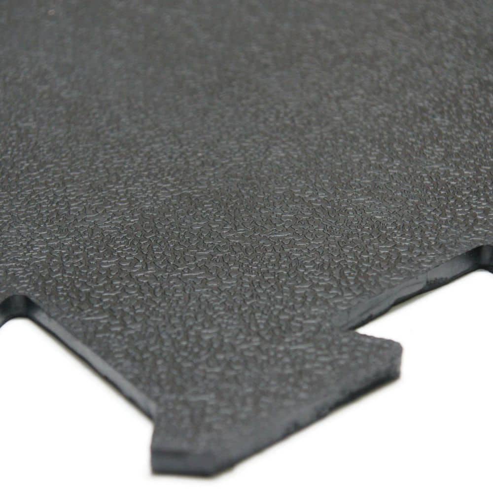 Black Interlocking Rubber Gym Tiles, 24 x 24 Inches, 4-Pack