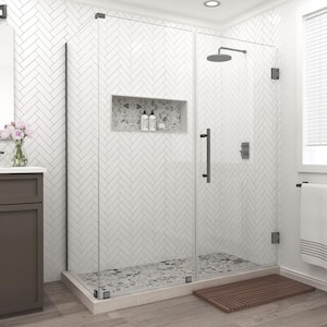 Bromley 70.25 in. to 71.25 in. x 32.375 in. x 72 in. Frameless Corner Hinged Shower Enclosure in Matte Black