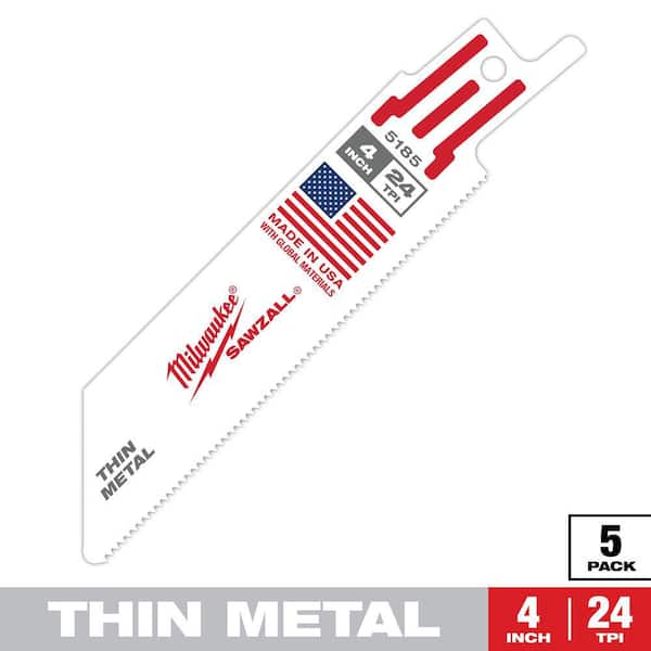 Milwaukee 4 in. 24 TPI Thin Metal Cutting SAWZALL Reciprocating Saw Blades (5-Pack)