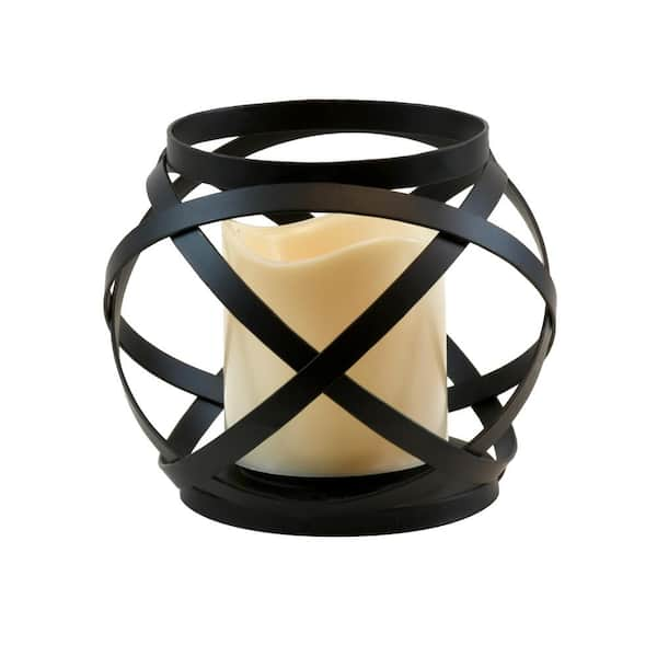 Metal Lantern with Battery-Operated Candle - Black Gem