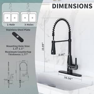 Single Handle Pull Down Kitchen Faucet with Touchless Sensor and LED Temp Display in Matte Black