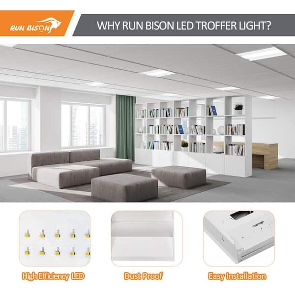 RUN BISON 2ft.x2ft White 100W Equivalent Dimmable 3500K RUN BISON 2ft.x2ft White 100W Equivalent Dimmable 3500K