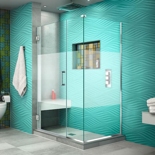 DreamLine Unidoor Plus 34-3/8 in. x 39-1/2 in. x 72 in. Semi-Frameless Hinged Corner Shower Enclosure in Chrome