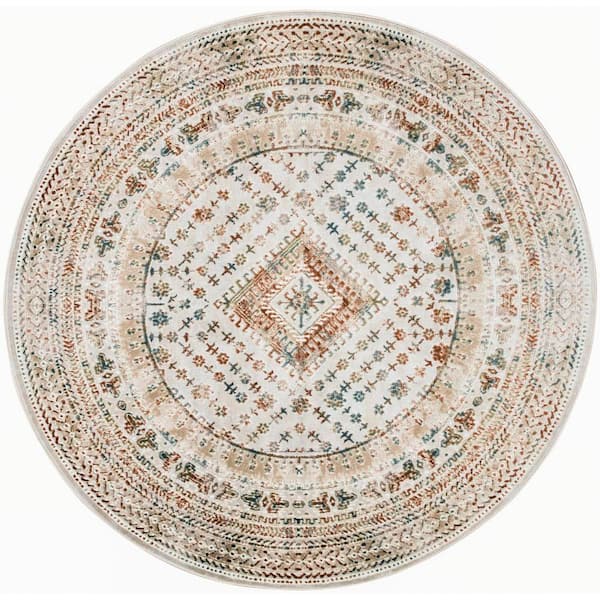 Thalia Beige Multicolor 5 ft. x 5 ft. All-over design Transitional Round Area Rug