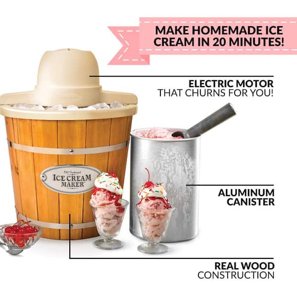 Wood Bucket Frozen Yogurt Mixer Details about   Electric Ice Cream Maker 4-Quart ICMW4NHDB 
