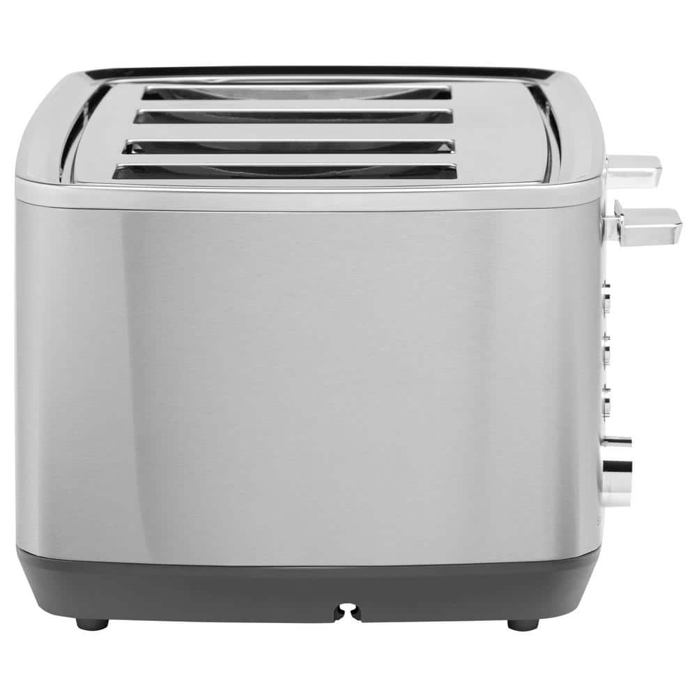 Stainless Steel 4-Slice Toaster with Wide Slots and Crumb Tray