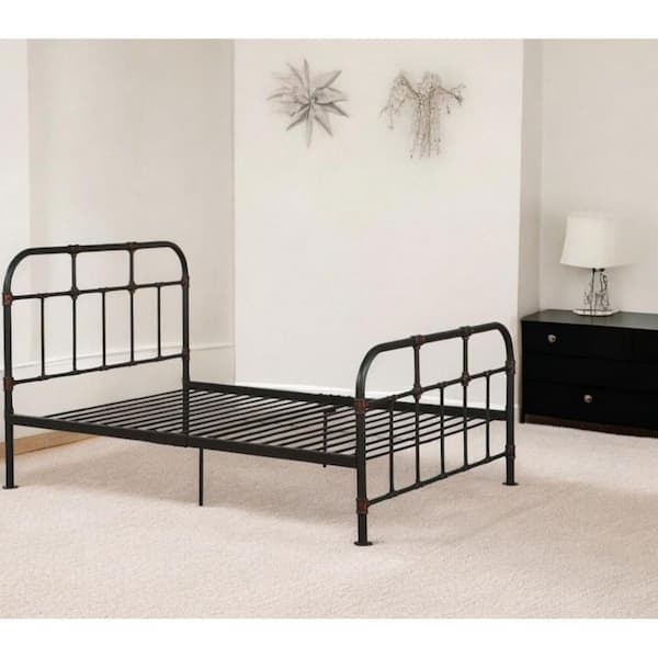 Gray Metal Frame California King Panel Bed
