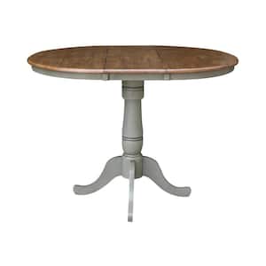 Hickory/Stone 36 in. x 48 in. Solid Wood Dining Counter-height Pedestal Table