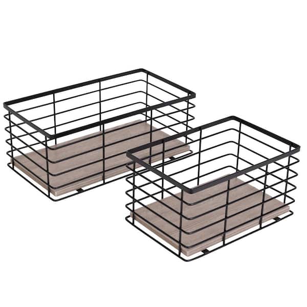 Smart Design Kitchen Caddy with Premium Wood Accents- Black
