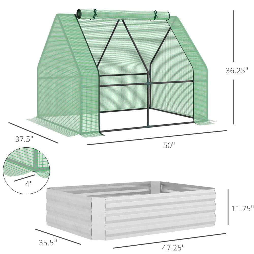 Green Steel Raised Garden Bed with Mini Greenhouse Cover