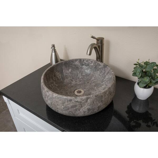 Polaris Sinks Stone Vessel Sink in Gray Limestone