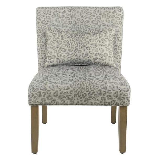 Homepop Parker Gray Cheetah Pattern with Matching Lumbar Pillow Accent Chair