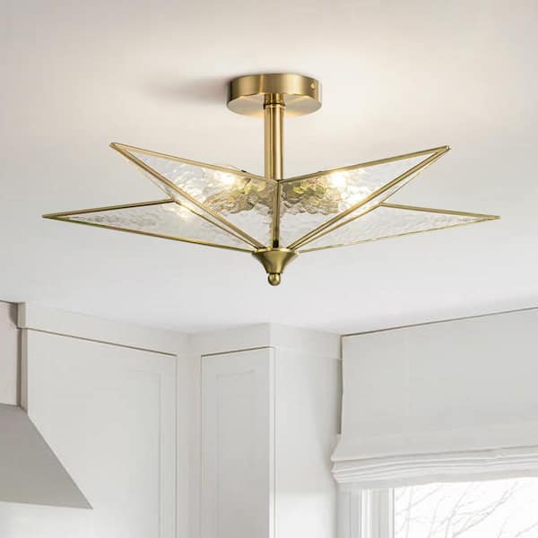 5-Light - Mount Dylan Shape Flush 23.62 in. Home Semi with The Depot Gold EDISLIVE Star 81010000045618