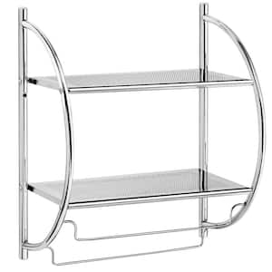 Organize It All Chrome 2-Tier Metal Wall Mount Bathroom Shelf (17.75-in x  21.5-in x 10.25-in)