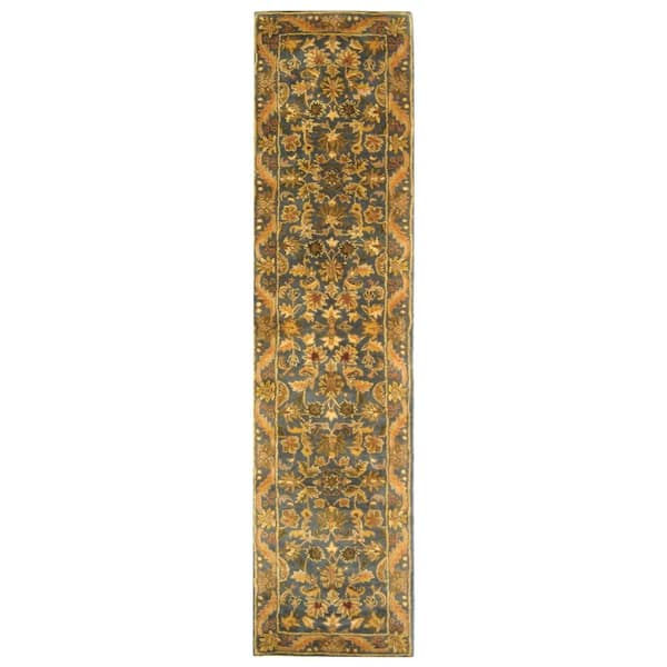 SAFAVIEH Antiquity Blue/Gold 2 ft. x 10 ft. Border Runner Rug