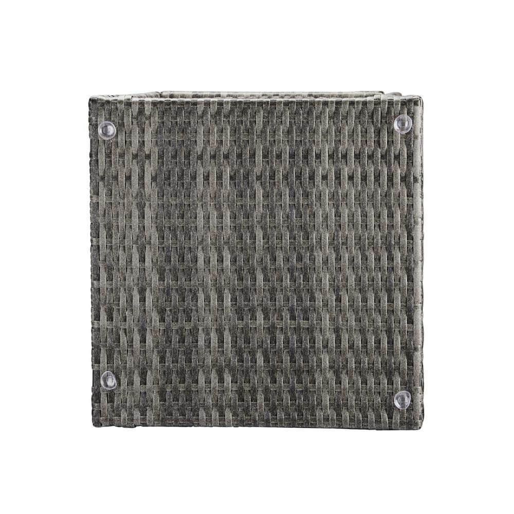 Gray and Black Iron Wicker Outdoor End Table