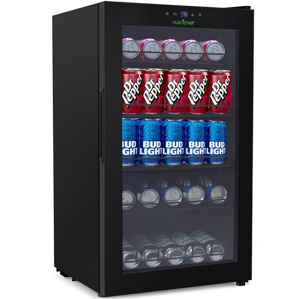 NutriChef 132-Can Capacity Compact Beverage Fridge Cooler - Can Beverage Chiller Refrigerator