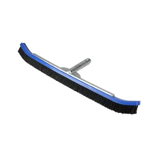 24 in. Blue Curved Nylon Bristle Pool Wall Brush with Aluminum Handle