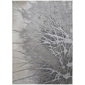 Gray Silver and Ivory 2 ft. x 3 ft. Abstract Area Rug