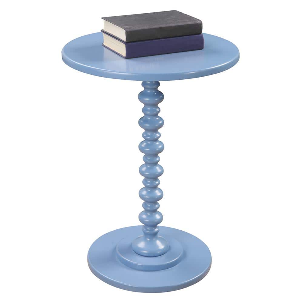 Palm Beach Blue Round Wood Spindle Side Table
