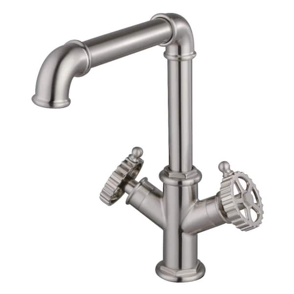 Fuller Deck Mount Double-Handle Single-Hole Standard Kitchen Faucet in Brushed Nickel