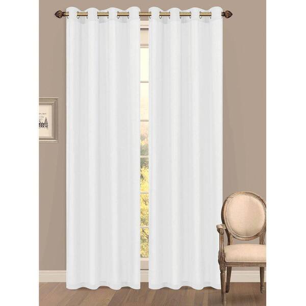 Window Elements Semi-Opaque Primavera Crushed Microfiber 55 in. W x 84 in. L Grommet Extra Wide Curtain Panel in White