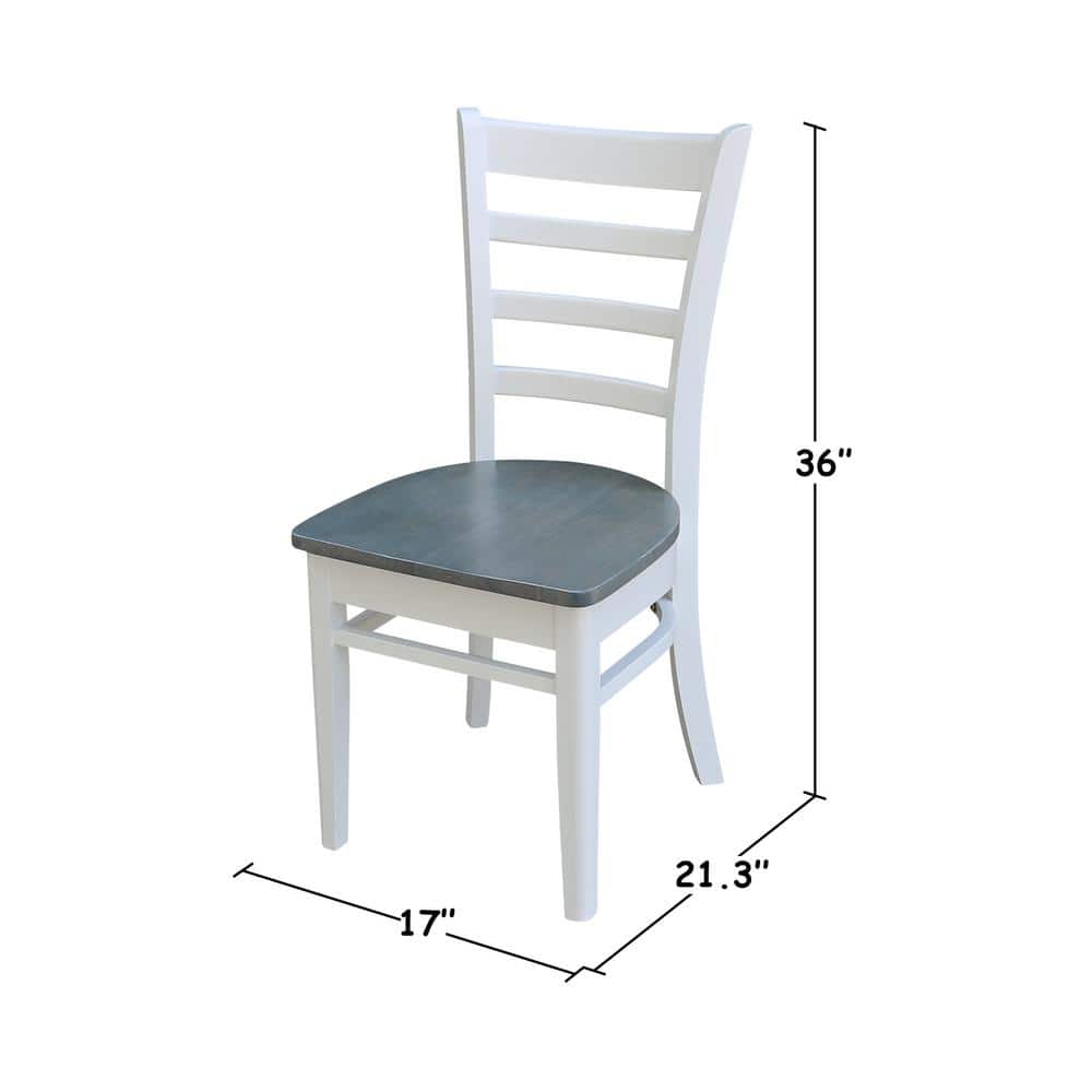 Modern Farmhouse White Wood Ladderback Side Chair 2-Piece Set