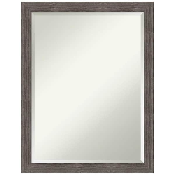Pinstripe 26.50 in. x 20.50 in. Rustic Rectangle Framed Lead Grey Bathroom Vanity Wall Mirror
