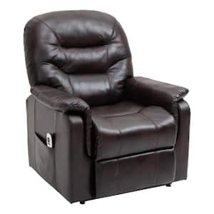 Brown Faux Modern Leather Power Lift Recliner 3-Position Recliner Chair with Side Pocket and Remote Control For Elderly