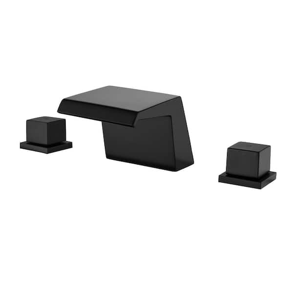 Unbranded 2-Handle Deck-Mount Roman Tub Faucet in Black