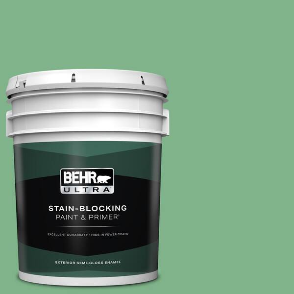 BEHR ULTRA 5 gal. #460D-5 Tree Fern Semi-Gloss Enamel Exterior Paint & Primer