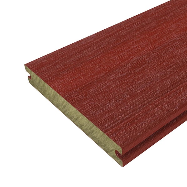 NewTechWood UltraShield Naturale Magellan 1 in. x 6 in. x 8 ft. Swedish Red Solid with Groove Composite Decking Board