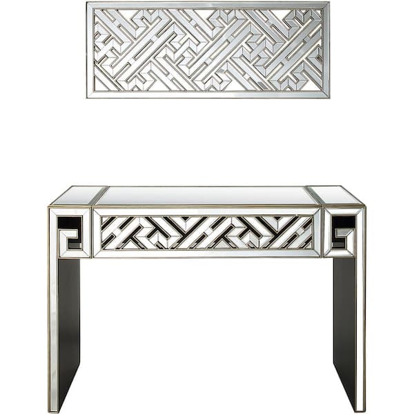 Camden Isle Becket 51.7 in. Clear Rectangle Glass Console Table with Wall Mirror