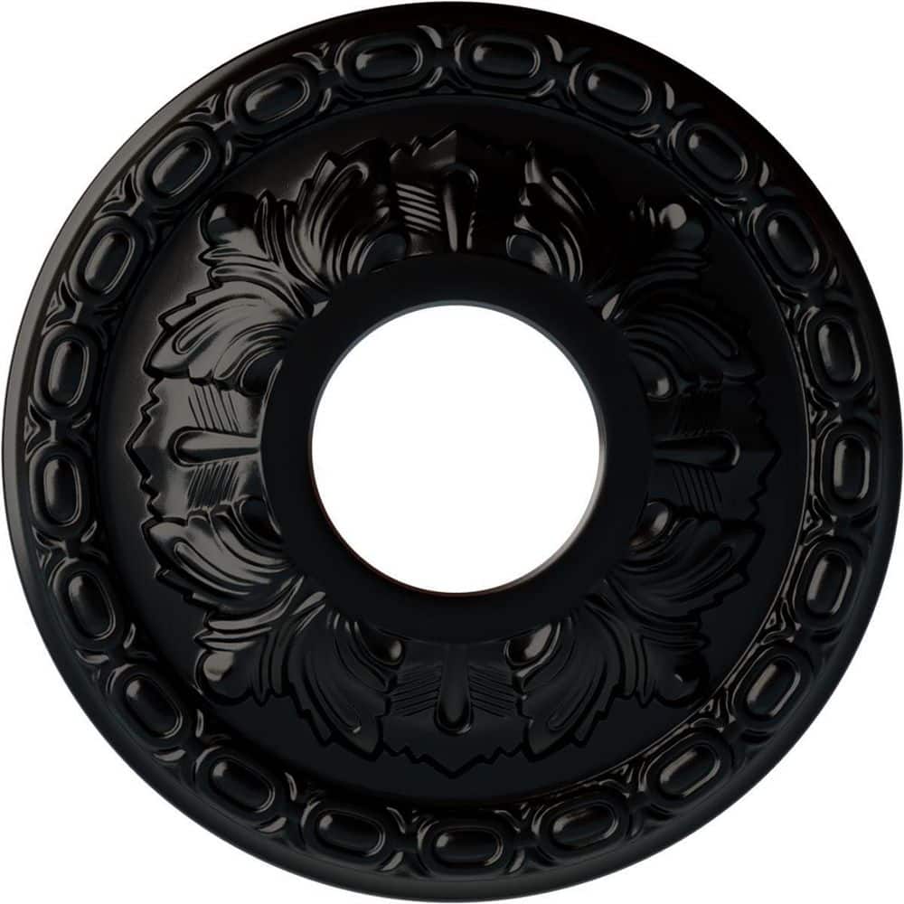 Jet Black Polyurethane Leaf Ceiling Medallion